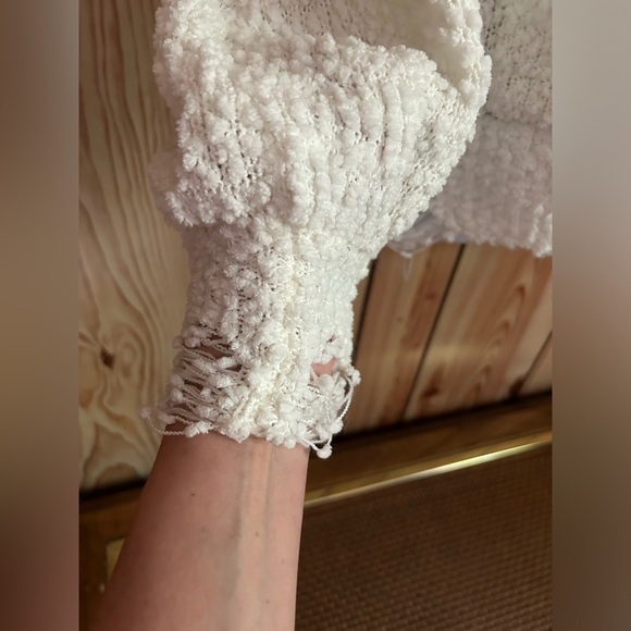 Cato Women’s white cardigan button up size L v-neck pockets sweater puff Sleeves - Picture 14 of 16